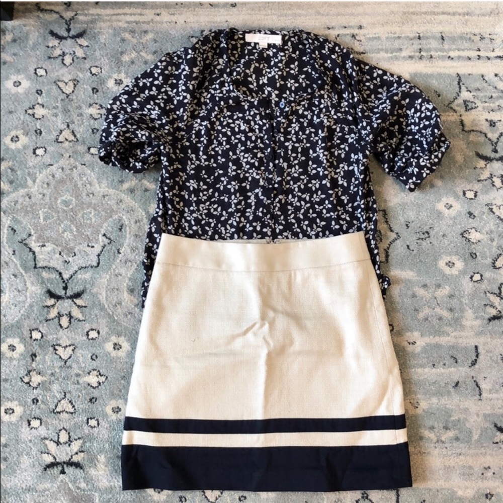 Loft skirt with navy detail